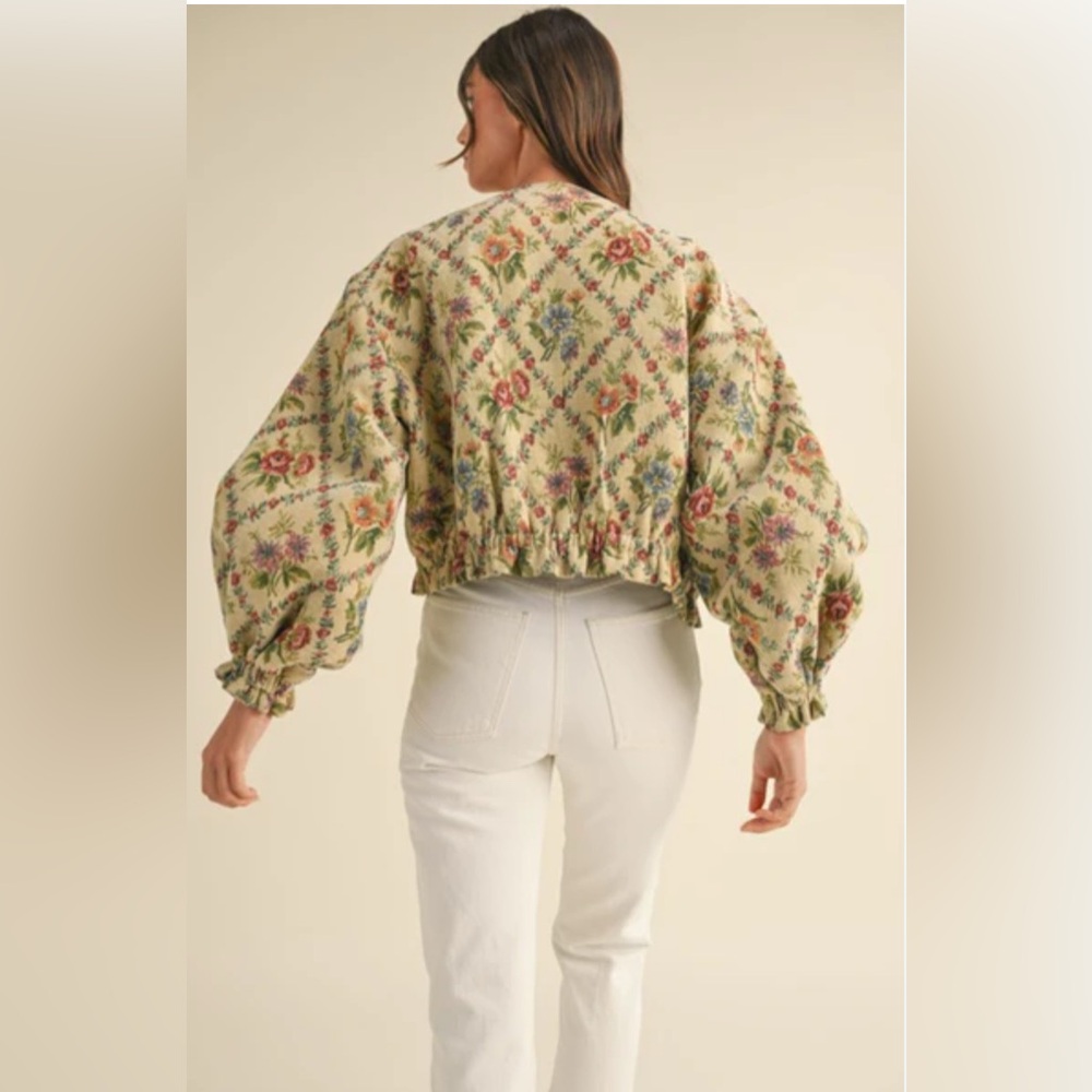 Mabel Floral Fabric Quilted bomber Jacket Size Large - Picture 5 of 11